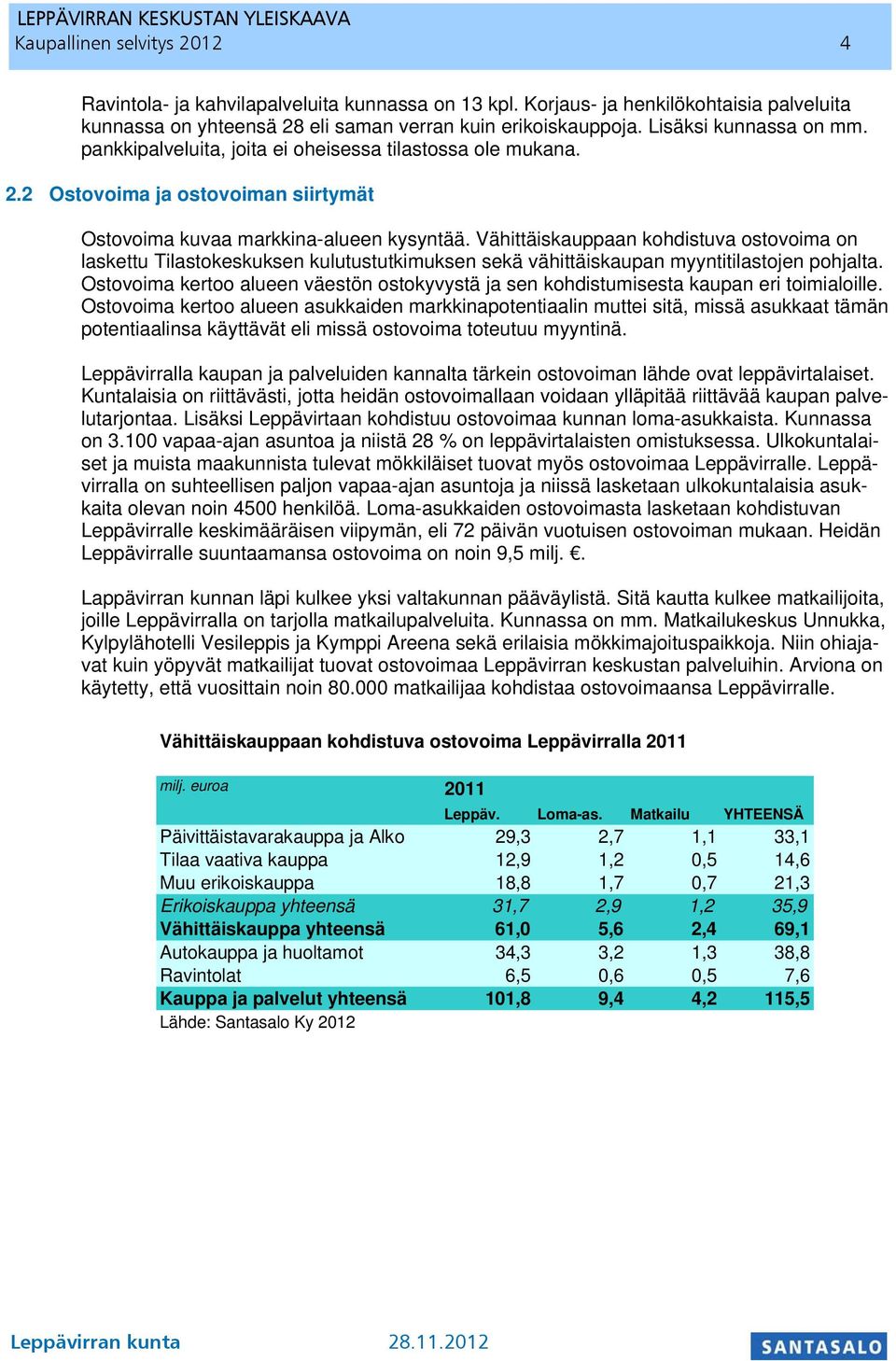 Vähittäiskauppaan kohdistuva ostovoima on laskettu Tilastokeskuksen kulutustutkimuksen sekä vähittäiskaupan myyntitilastojen pohjalta.