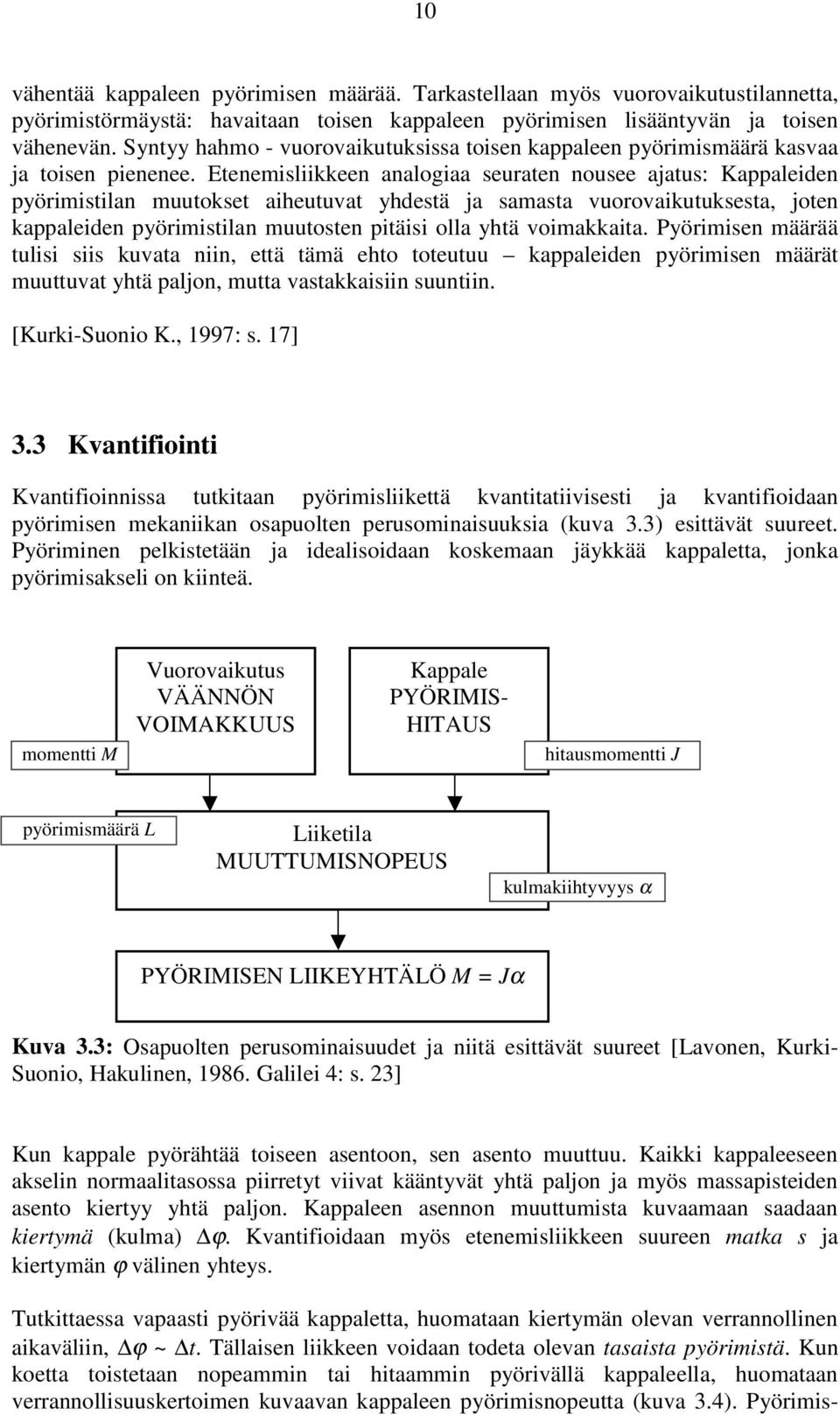 Etenemisliikkeen analogiaa seuraten nousee ajatus: Kappaleiden pyörimistilan muutokset aiheutuvat yhdestä ja samasta vuorovaikutuksesta, joten kappaleiden pyörimistilan muutosten pitäisi olla yhtä