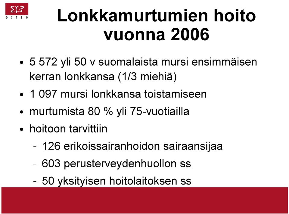 toistamiseen murtumista 80 % yli 75-vuotiailla hoitoon tarvittiin 126