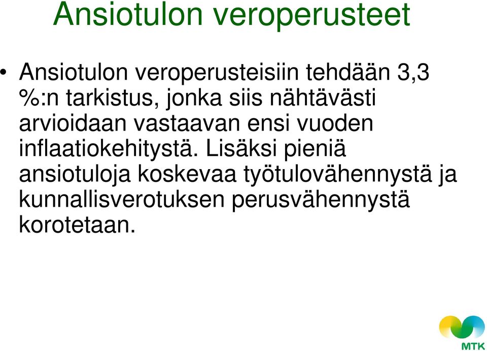 vuoden inflaatiokehitystä.