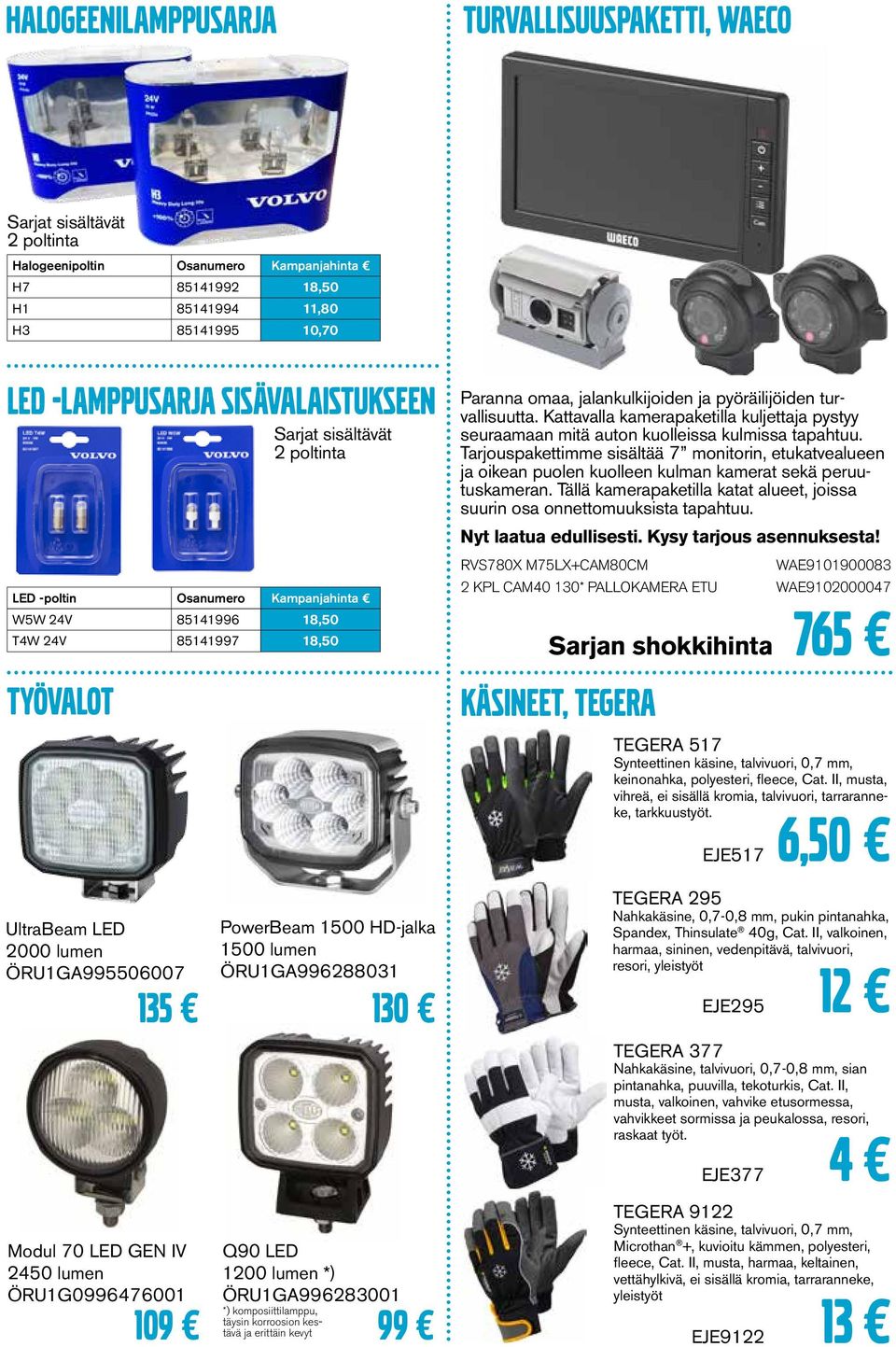 18,50 T4W 24V 85141997 18,50 135 109 PowerBeam 1500 HD-jalka 1500 lumen ÖRU1GA996288031 Q90 LED 1200 lumen *) ÖRU1GA996283001 *) komposiittilamppu, täysin korroosion kestävä ja erittäin kevyt 130