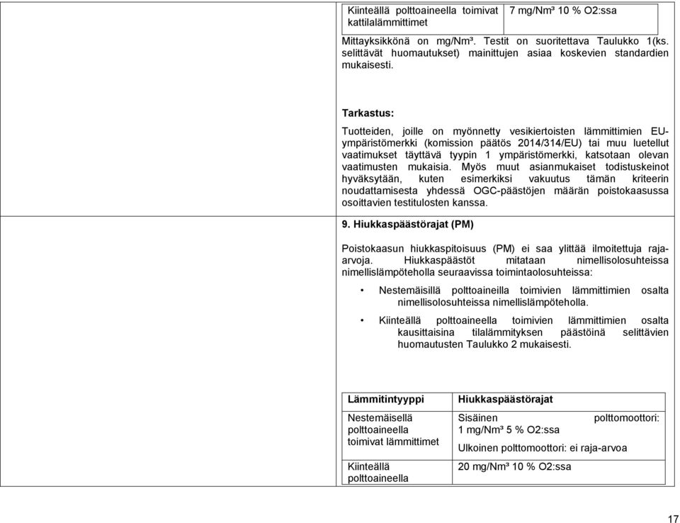 Tuotteiden, joille on myönnetty vesikiertoisten lämmittimien EUympäristömerkki (komission päätös 2014/314/EU) tai muu luetellut vaatimukset täyttävä tyypin 1 ympäristömerkki, katsotaan olevan