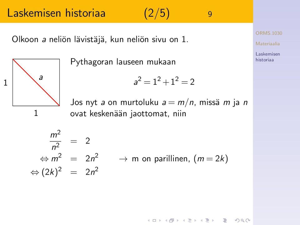 on murtoluku a = m/n, missä m ja n ovat keskenään jaottomat,