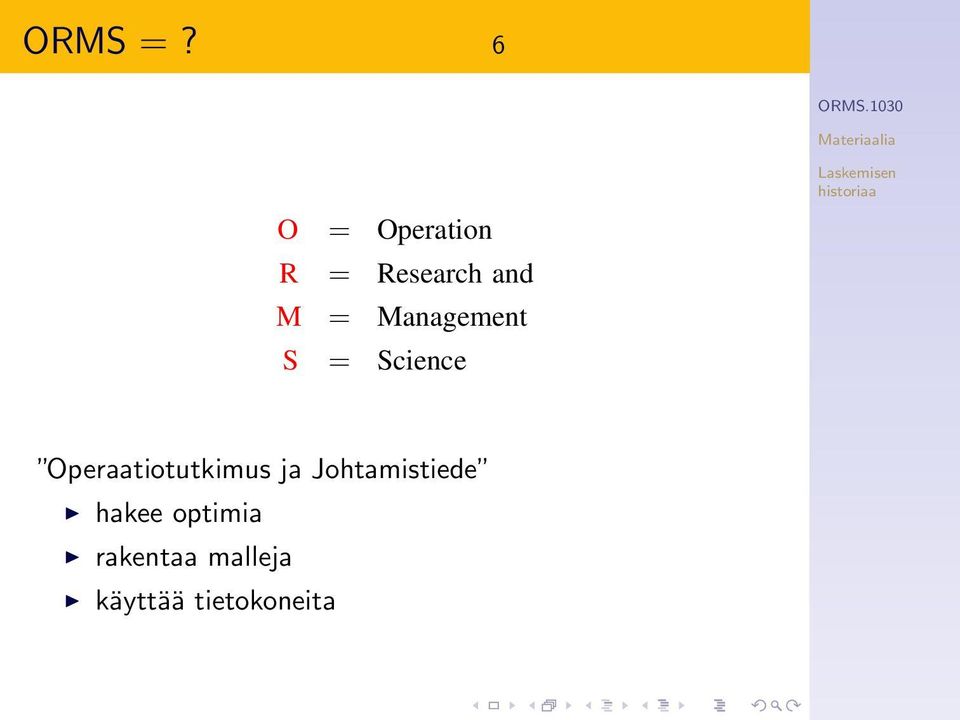 Management S = Science