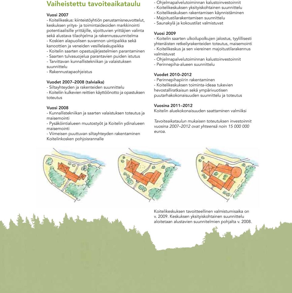 parantaminen - Saarten tulvasuojelua parantavien puiden istutus - Tarvittavan kunnallistekniikan ja valaistuksen suunnittelu - Rakennustapaohjeistus Vuodet 2007 2008 (talviaika) - Siltayhteyden ja
