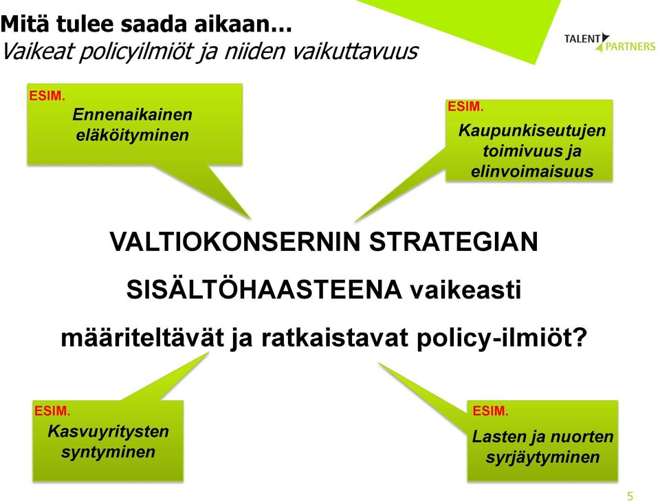 Kaupunkiseutujen toimivuus ja elinvoimaisuus VALTIOKONSERNIN STRATEGIAN