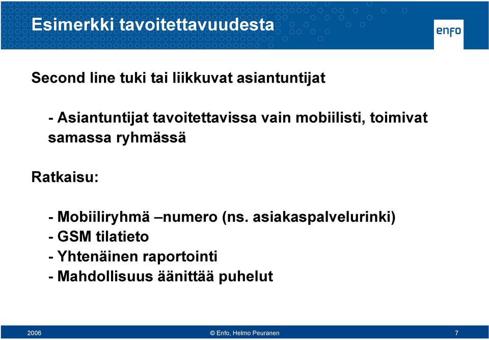 Ratkaisu: - Mobiiliryhmä numero (ns.