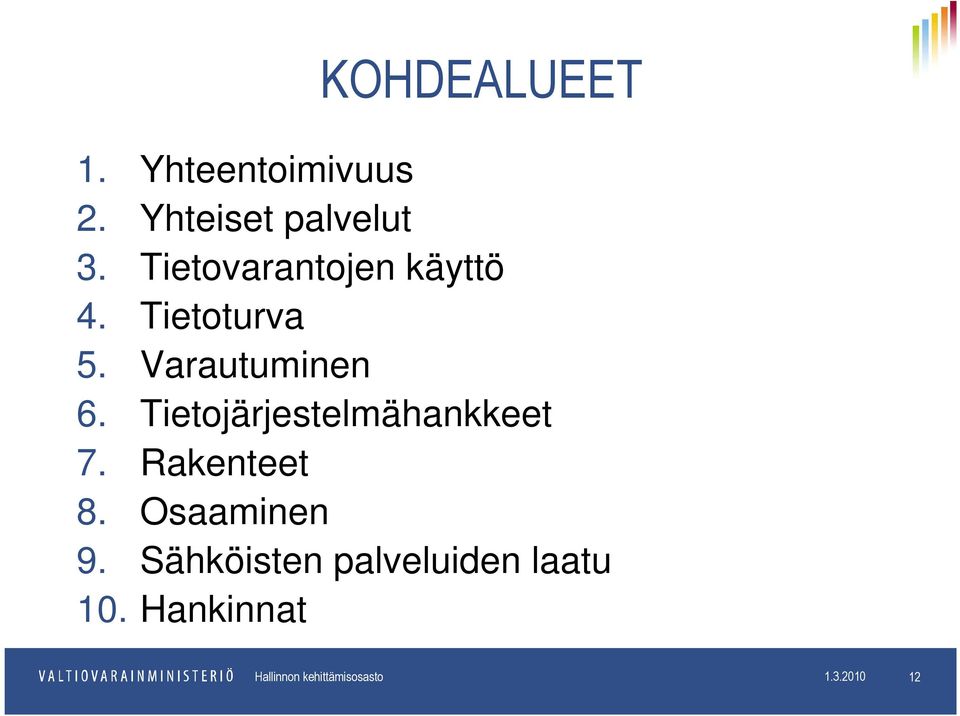 Tietojärjestelmähankkeet 7. Rakenteet 8. Osaaminen 9.