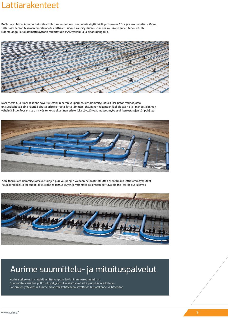 KAN-therm blue floor rakenne soveltuu etenkin betonivälipohjien lattialämmitysratkaisuksi.