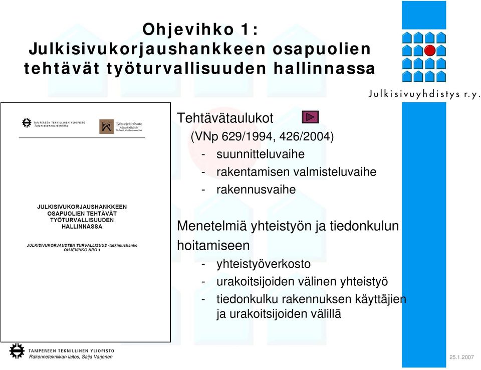 - rakennusvaihe Menetelmiä yhteistyön ja tiedonkulun hoitamiseen - yhteistyöverkosto -