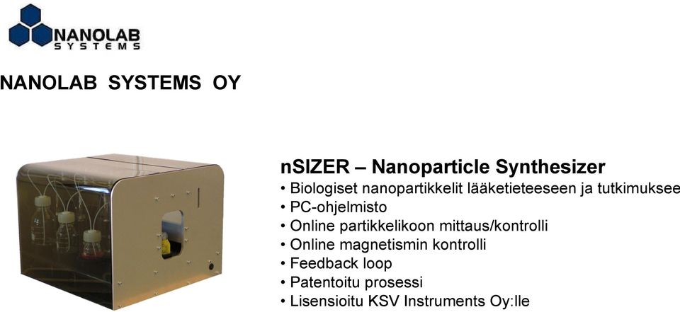 Online partikkelikoon mittaus/kontrolli Online magnetismin