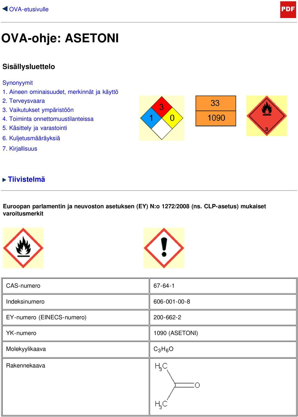 Kirjallisuus Tiivistelmä Euroopan parlamentin ja neuvoston asetuksen (EY) N:o 1272/2008 (ns.