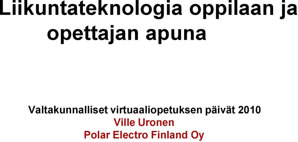 virtuaaliopetuksen päivät 2010