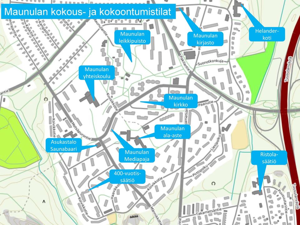 yhteiskoulu Maunulan kirkko Asukastalo Saunabaari