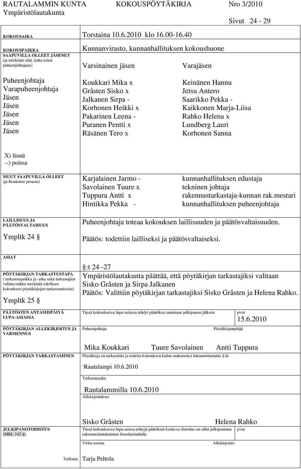 Koukkari Mika x Gråsten Sisko x Jalkanen Sirpa - Korhonen Heikki x Pakarinen Leena - Puranen Pentti x Räsänen Tero x Keinänen Hannu Jetsu Antero Saarikko Pekka - Kaikkonen Marja-Liisa Rahko Helena x