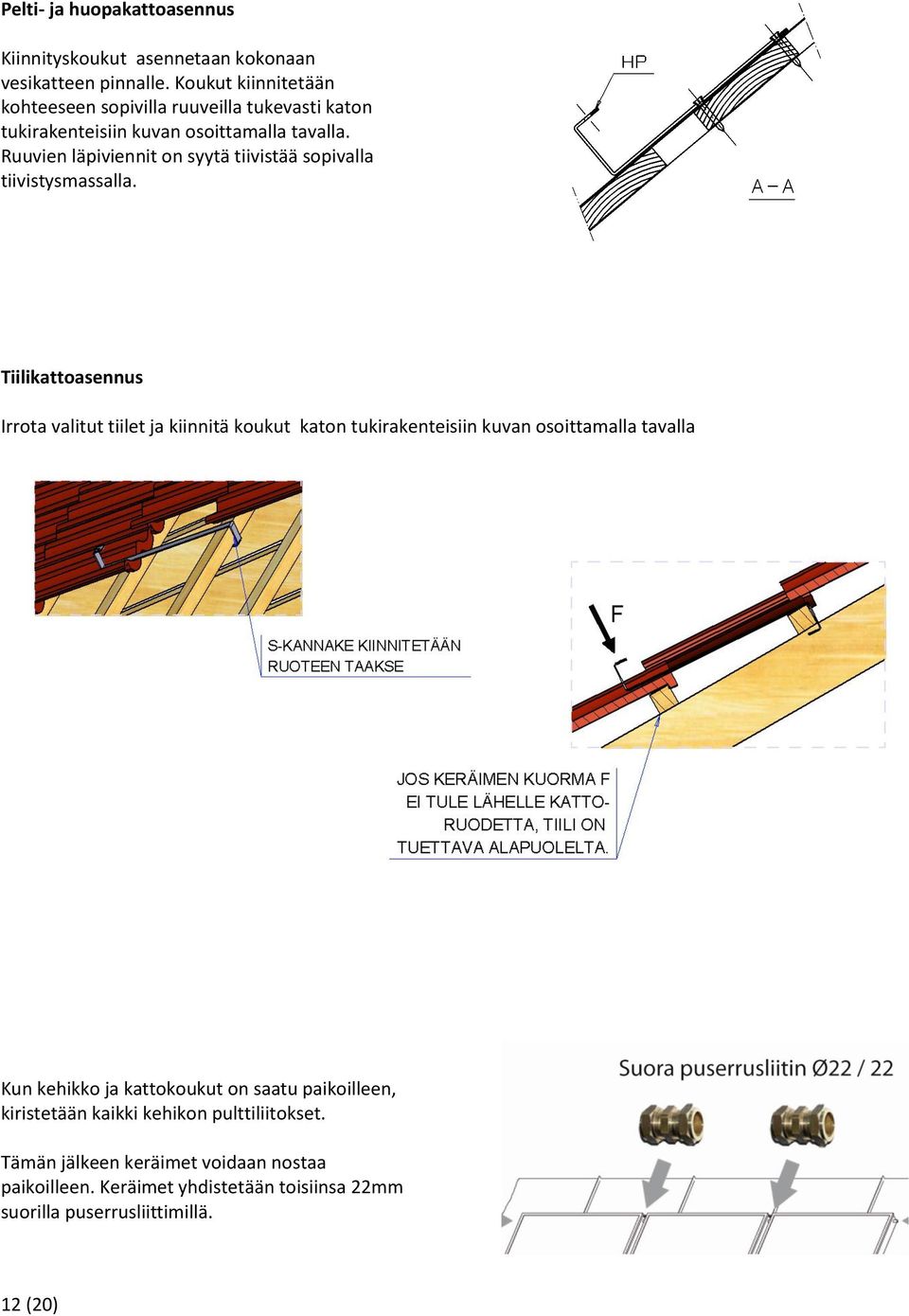 Ruuvien läpiviennit on syytä tiivistää sopivalla tiivistysmassalla.