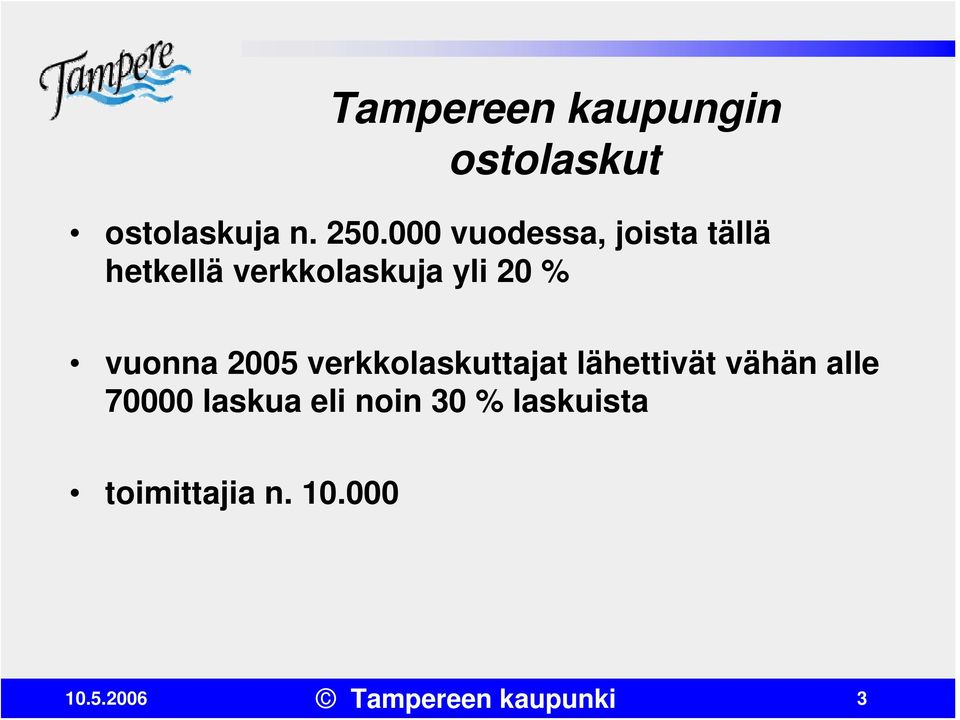 vuonna 2005 verkkolaskuttajat lähettivät vähän alle 70000