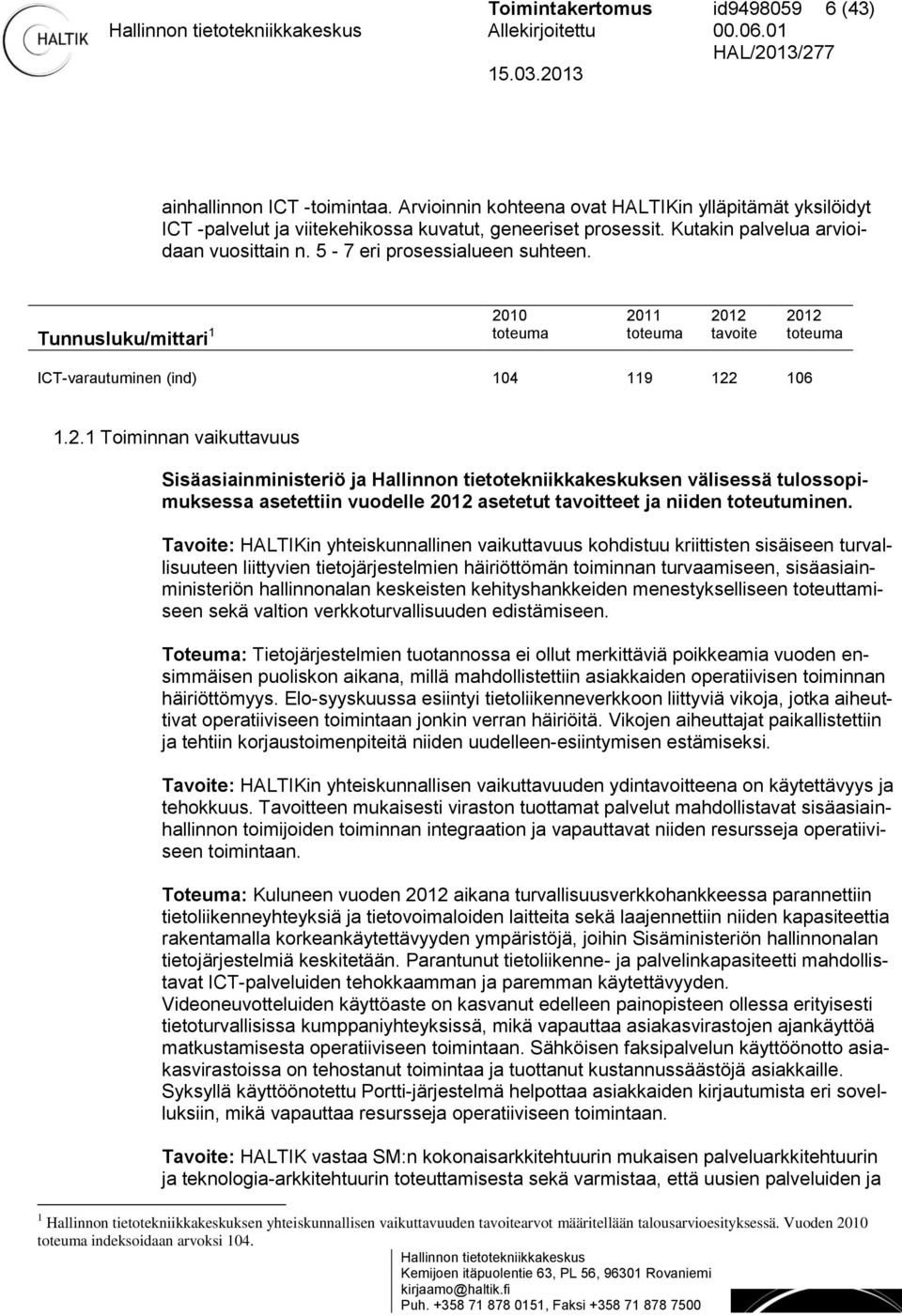 Tunnusluku/mittari 1 20