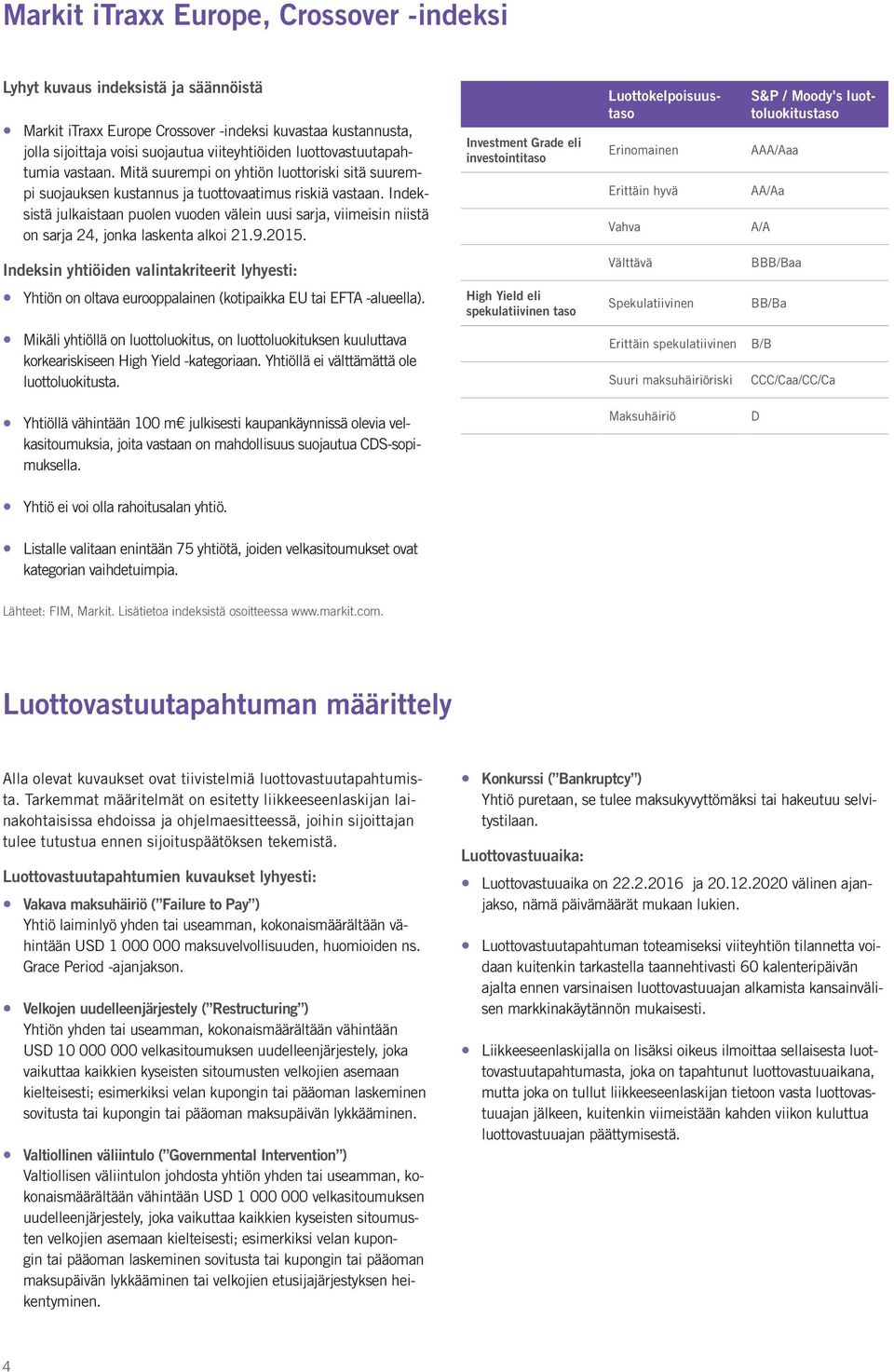 Indeksistä julkaistaan puolen vuoden välein uusi sarja, viimeisin niistä on sarja 24, jonka laskenta alkoi 21.9.2015.