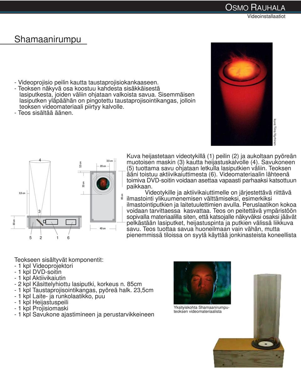 kuva:tiina Nyrhinen 5 6 Kuva heijastetaan videotykillä () peilin () ja aukoltaan pyöreän muotoisen maskin () kautta heijastuskalvolle ().