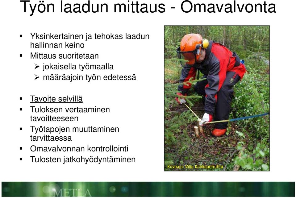 selvillä Tuloksen vertaaminen tavoitteeseen Työtapojen muuttaminen tarvittaessa