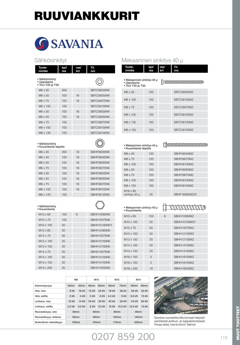 100 SBTC08075MZ M8 x 100 100 SBTC08100MZ M8 x 130 100 SBTC08130MZ M8 x 150 100 SBTC08150MZ Kuusiokanta laipalla M6 x 30 200 16 SBHF06030NK M6 x 40 100 16 SBHF06040NK M6 x 50 100 16 SBHF06050NK M6 x