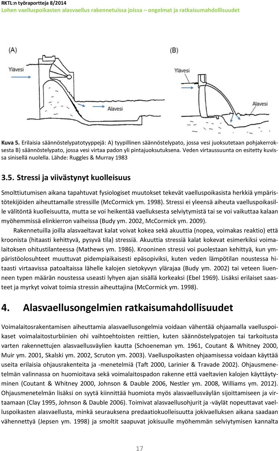 Stressi ja viivästynyt kuolleisuus Smolttiutumisen aikana tapahtuvat fysiologiset muutokset tekevät vaelluspoikasista herkkiä ympäristötekijöiden aiheuttamalle stressille (McCormick ym. 1998).