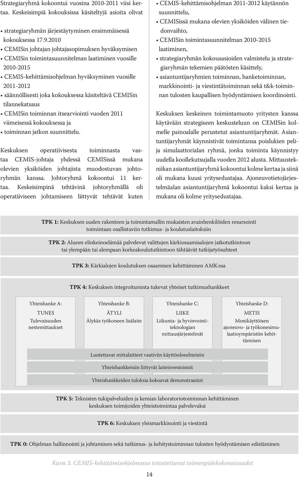 kokouksessa käsiteltävä CEMISin tilannekatsaus CEMISin toiminnan itsearviointi vuoden 2011 viimeisessä kokouksessa ja toiminnan jatkon suunnittelu.