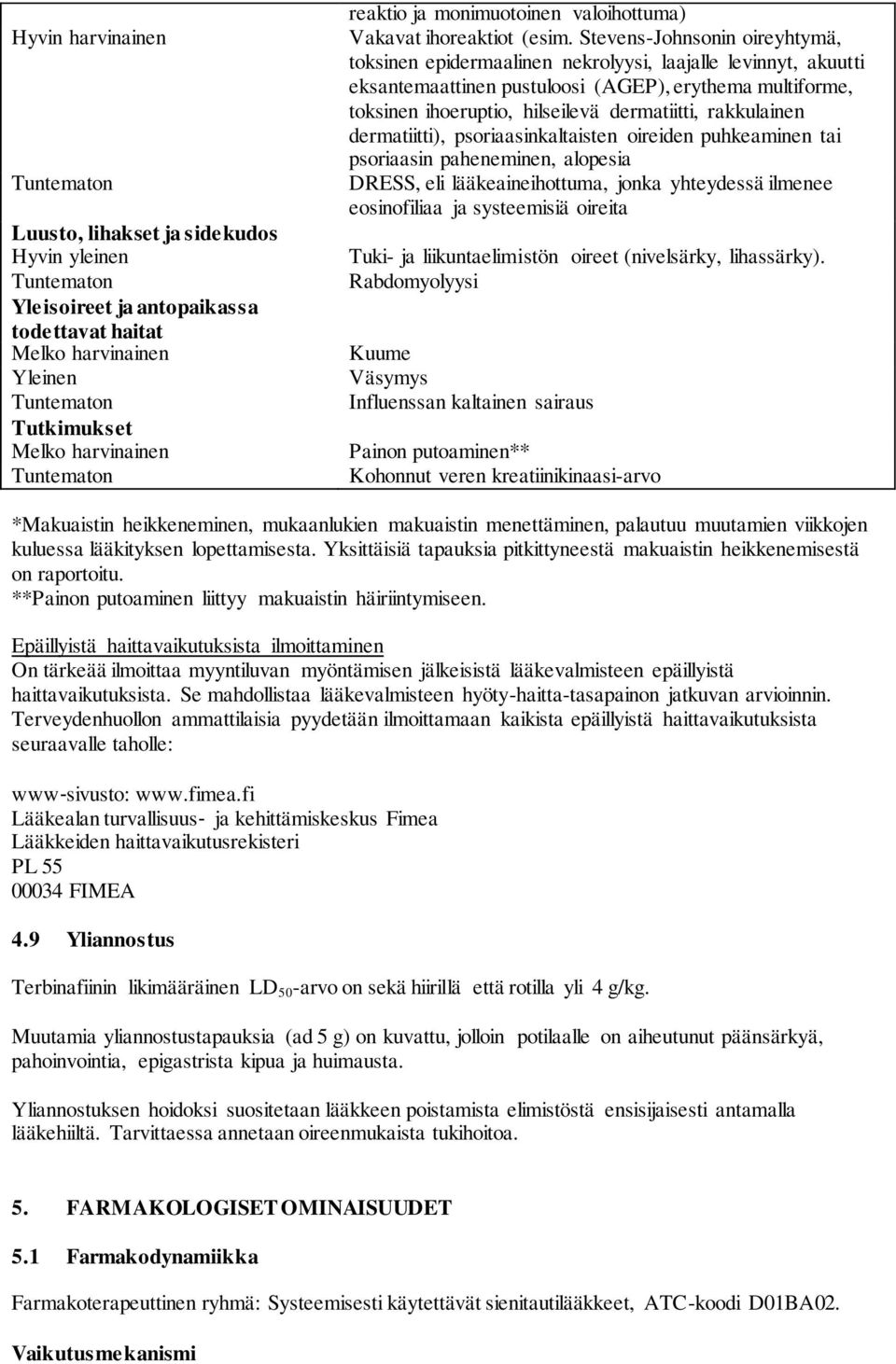 rakkulainen dermatiitti), psoriaasinkaltaisten oireiden puhkeaminen tai psoriaasin paheneminen, alopesia DRESS, eli lääkeaineihottuma, jonka yhteydessä ilmenee eosinofiliaa ja systeemisiä oireita