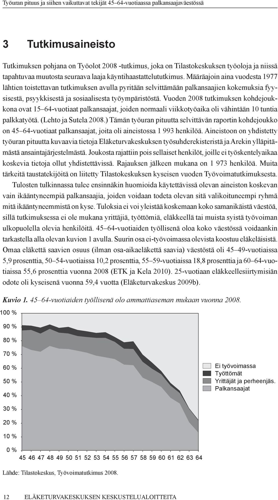 Vuoden 2008 tutkimuksen kohdejoukkona ovat 15 64-vuotiaat palkansaajat, joiden normaali viikkotyöaika oli vähintään 10 tuntia palkkatyötä. (Lehto ja Sutela 2008.