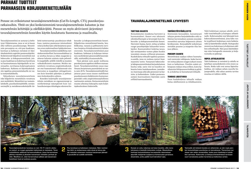 Ponsse on myös aktiivisesti järjestänyt tavaralajimenetelmän koneiden käytön koulutusta Suomessa ja maailmalla.