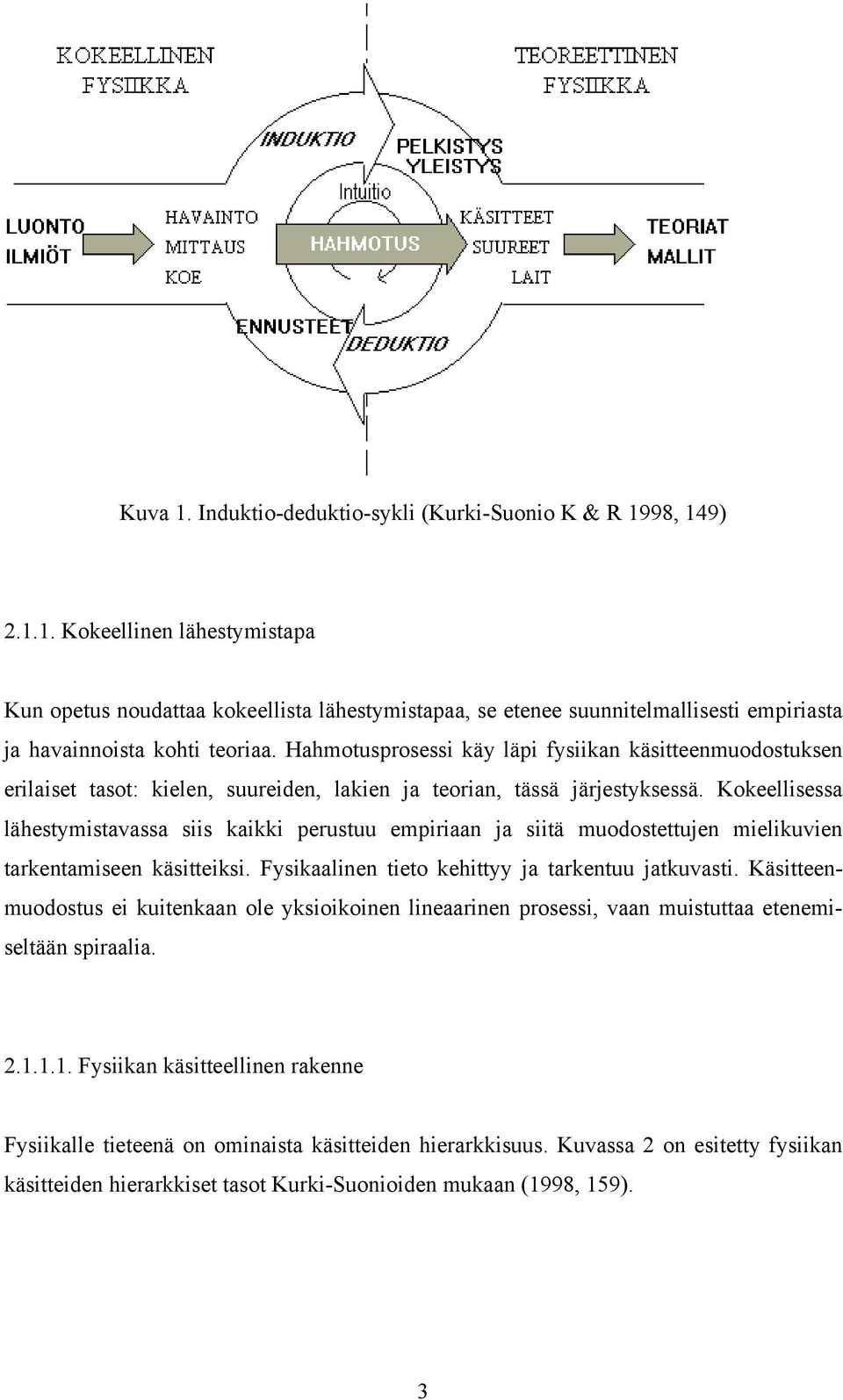 Kokeellisessa lähestymistavassa siis kaikki perustuu empiriaan ja siitä muodostettujen mielikuvien tarkentamiseen käsitteiksi. Fysikaalinen tieto kehittyy ja tarkentuu jatkuvasti.