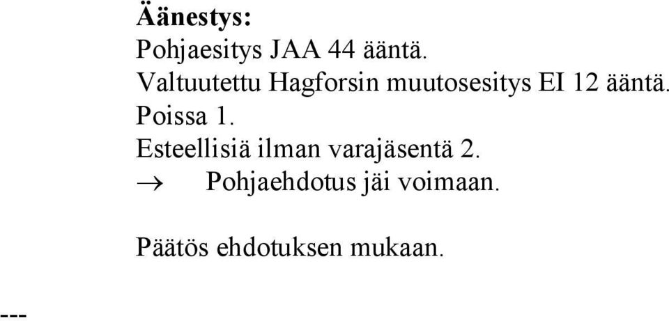 ääntä. Poissa 1.