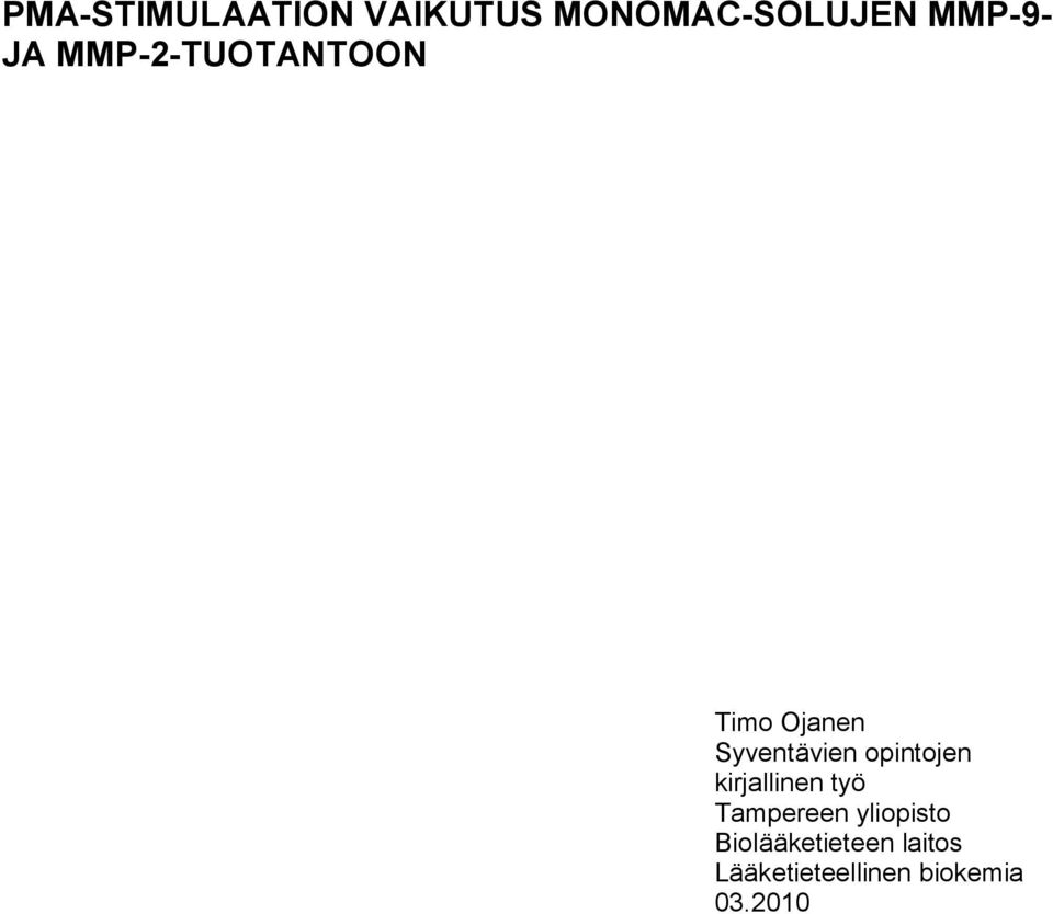 opintojen kirjallinen työ Tampereen yliopisto