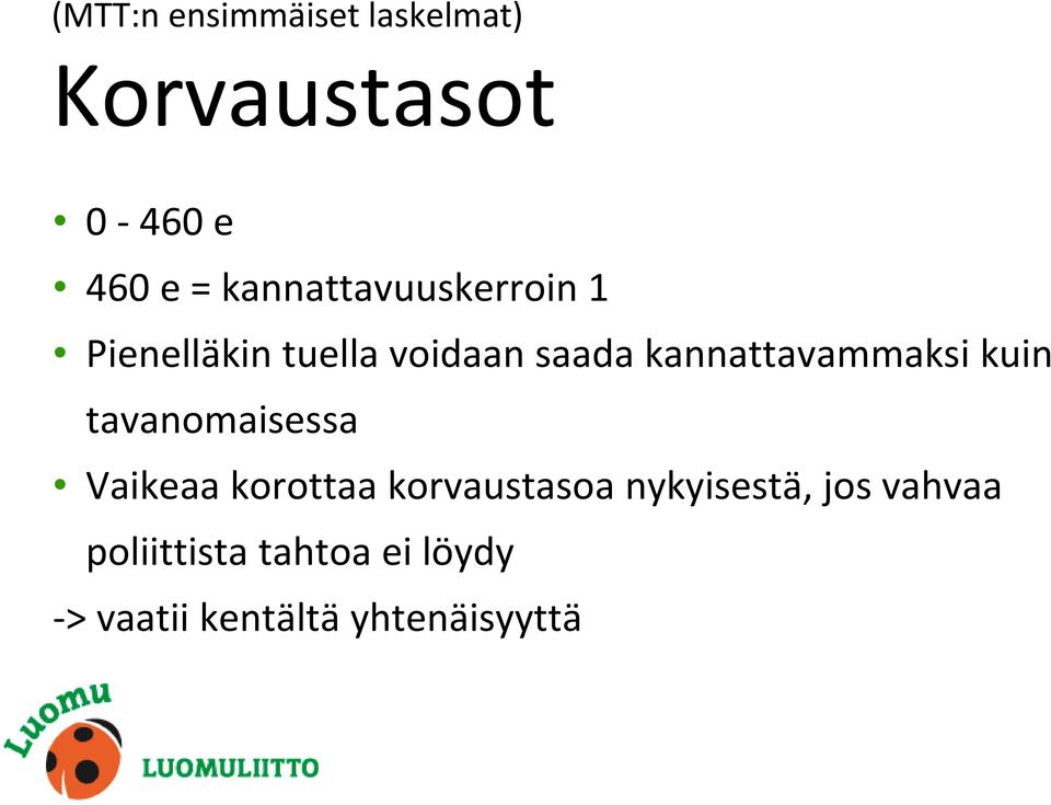 kannattavammaksi kuin tavanomaisessa Vaikeaa korottaa