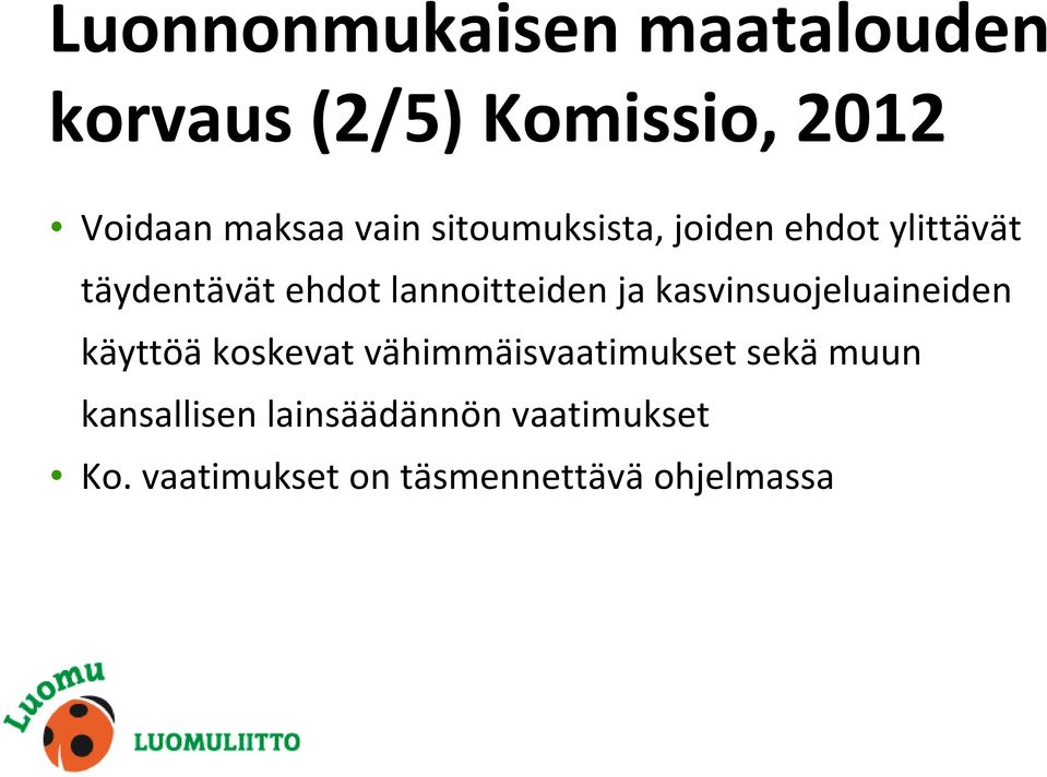 ja kasvinsuojeluaineiden käyttöä koskevat vähimmäisvaatimukset sekä muun