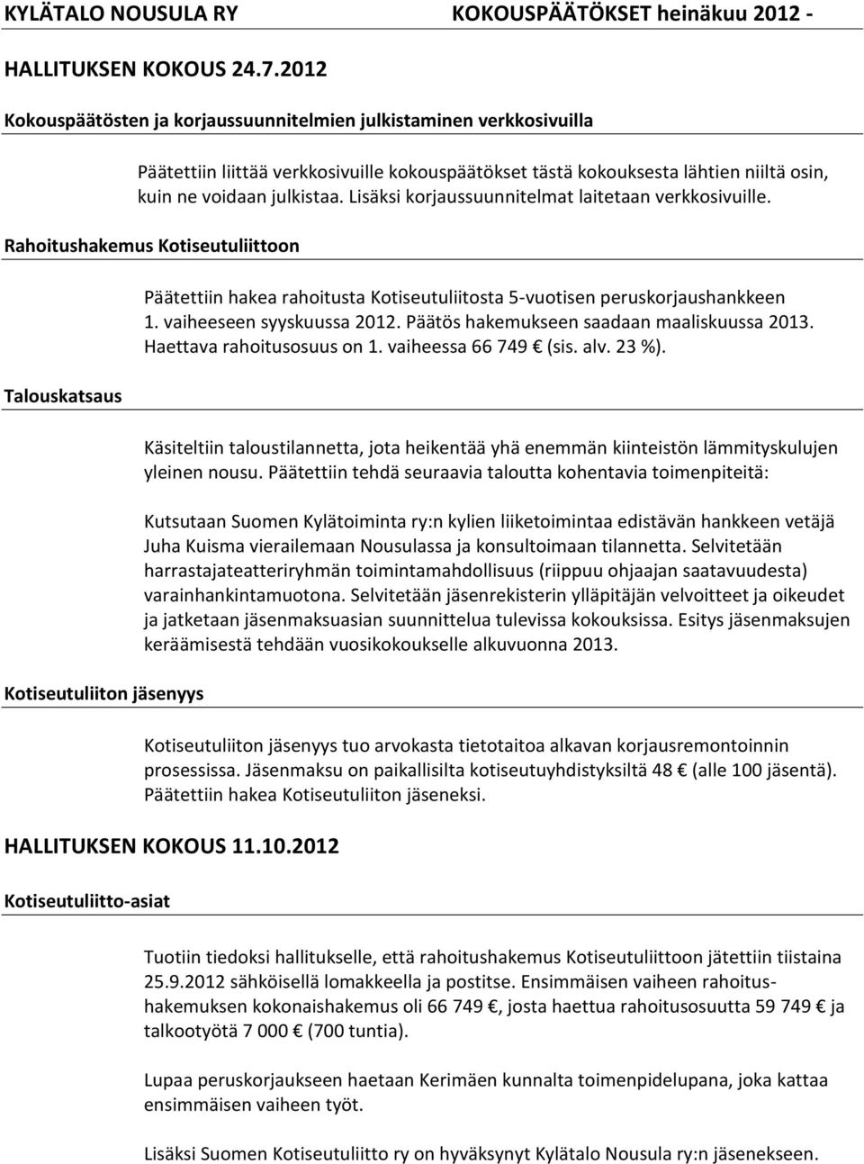 Lisäksi korjaussuunnitelmat laitetaan verkkosivuille.