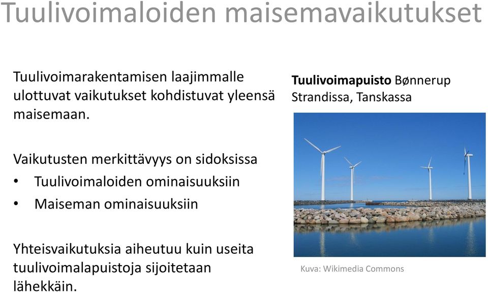 Tuulivoimapuisto Bønnerup Strandissa, Tanskassa Vaikutusten merkittävyys on sidoksissa
