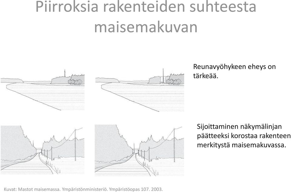 Sijoittaminen näkymälinjan päätteeksi korostaa rakenteen