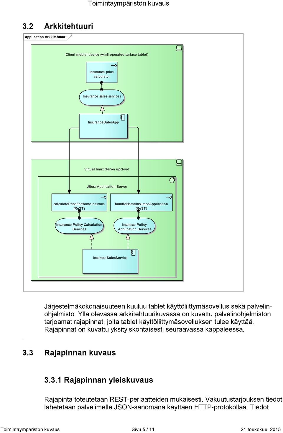 Järjestelmäkokonaisuuteen kuuluu tablet käyttöliittymäsovellus sekä palvelinohjelmisto.