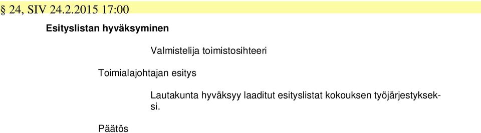 Valmistelija toimistosihteeri Lautakunta