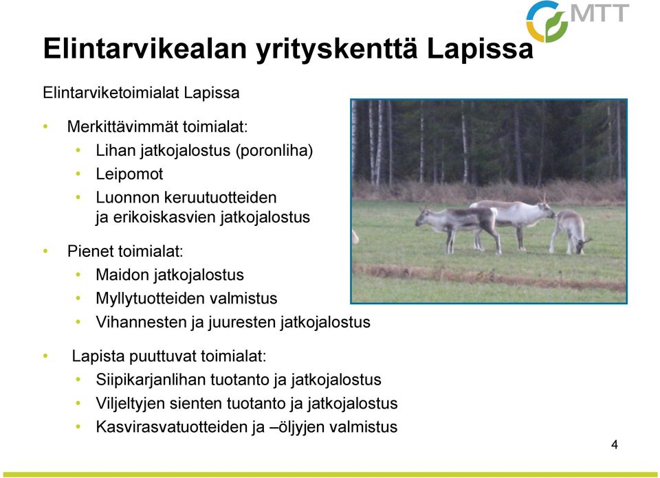 jatkojalostus Myllytuotteiden valmistus Vihannesten ja juuresten jatkojalostus Lapista puuttuvat toimialat: