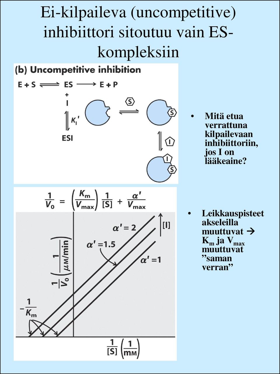 inhibiittoriin, jos I on lääkeaine?