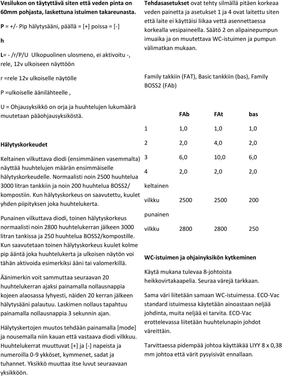 Ohjausyksikkö on orja ja huuhtelujen lukumäärä muutetaan pääohjausyksiköstä.