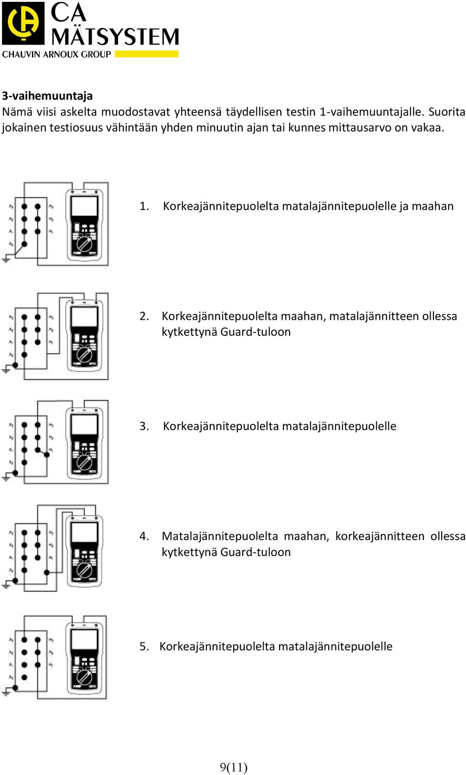 Korkeajännitepuolelta matalajännitepuolelle ja maahan 2.