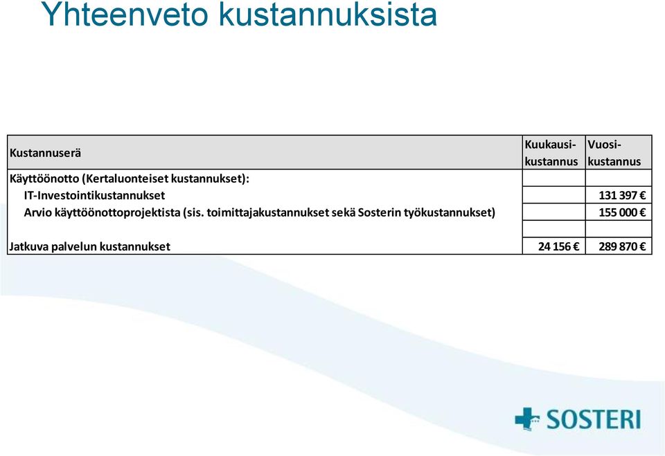 131 397 Arvio käyttöönottoprojektista (sis.