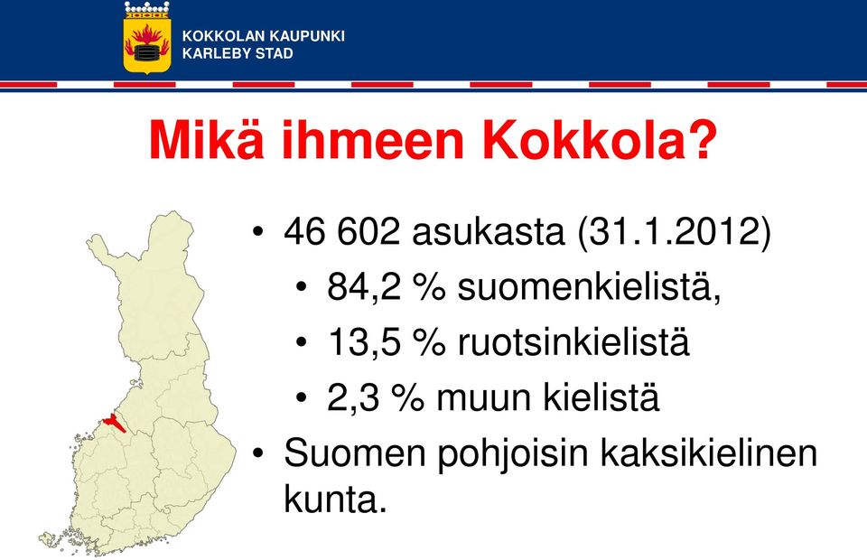 1.2012) 84,2 % suomenkielistä, 13,5 %