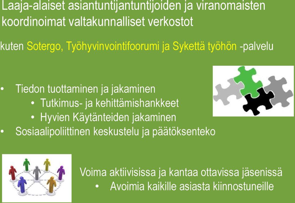 Tutkimus- ja kehittämishankkeet Hyvien Käytänteiden jakaminen Sosiaalipoliittinen keskustelu ja