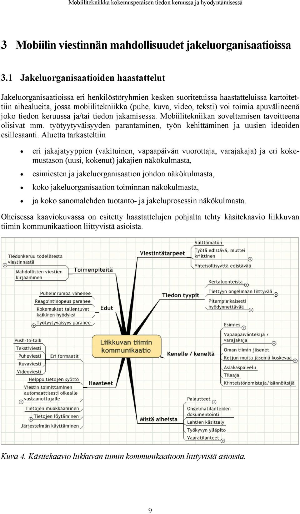 voi toimia apuvälineenä joko tiedon keruussa ja/tai tiedon jakamisessa. Mobiilitekniikan soveltamisen tavoitteena olisivat mm.