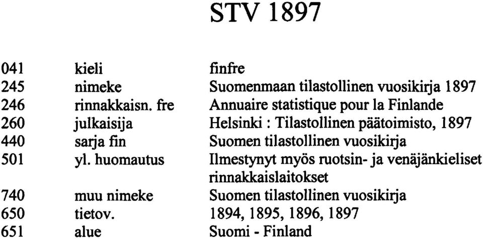 alue finfre Suomenmaan tilastollinen vuosikirja Annuaire statistique pour la Finlande